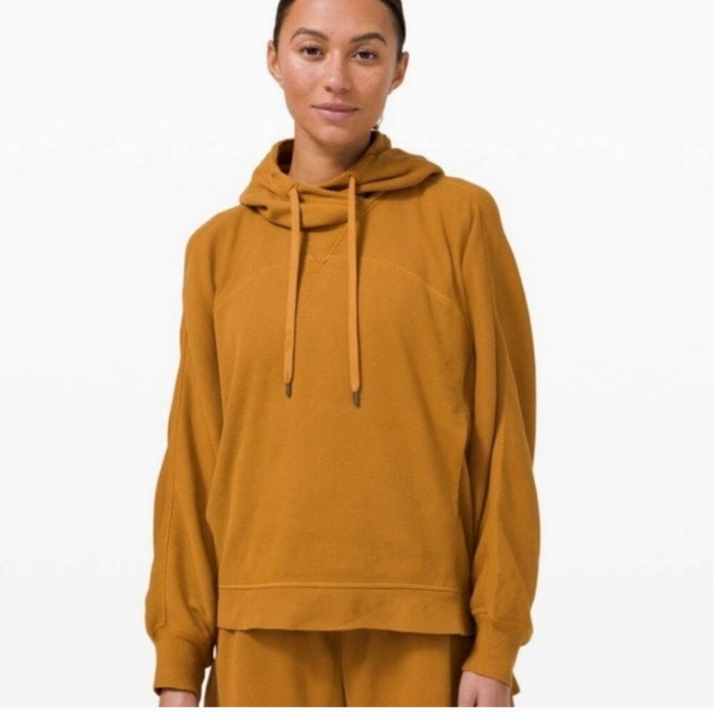 Lululemon Mellow In Hoodie Waffle Spiced Bronze Orange Size M/L